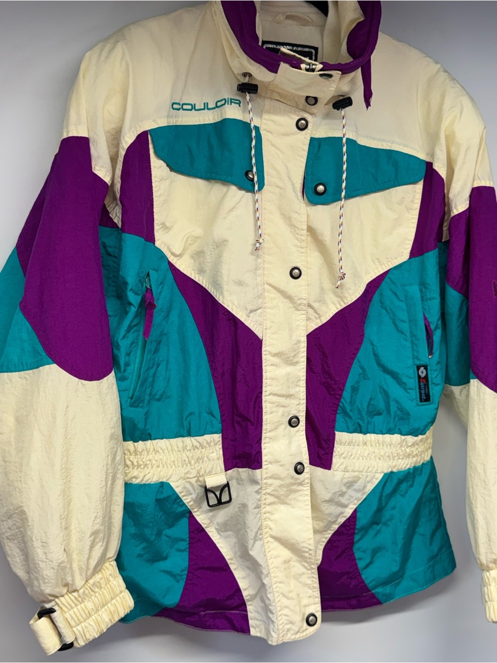 Women's Vintage 90s Couloir Jacket - Cream, Teal & Purple (14)